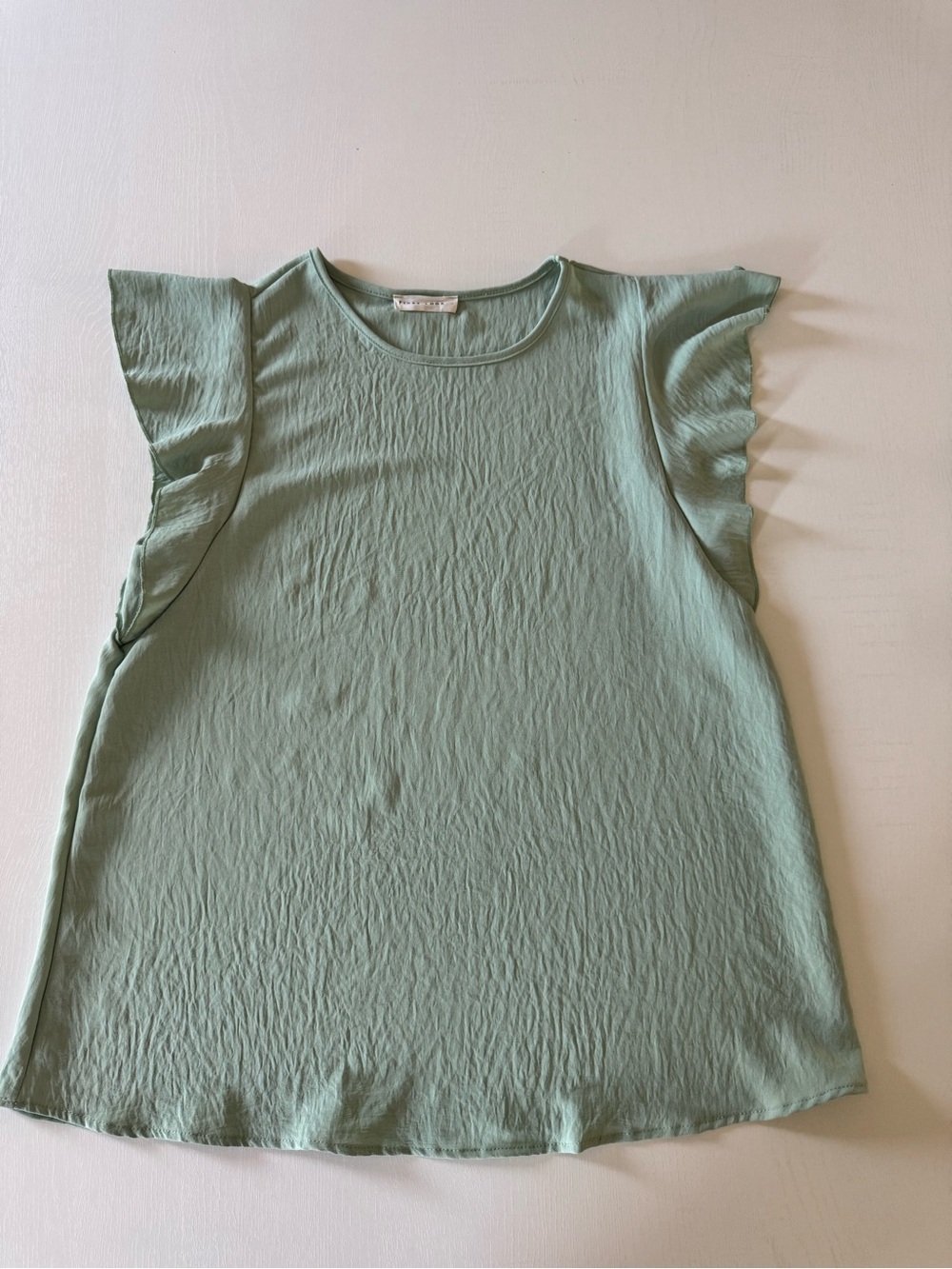 First Looks Sage Green Flutter Sleeve Blouse